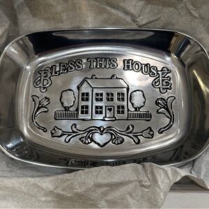 NEW in BOX | Wilton Armetale Bless This House Small Bread Tray silver serving